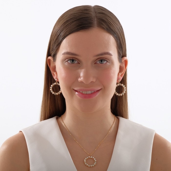 Гарнитур 2 предмета: серьги, кулон &laquo;Бонтон&raquo;, цвет МИКС, 43 см