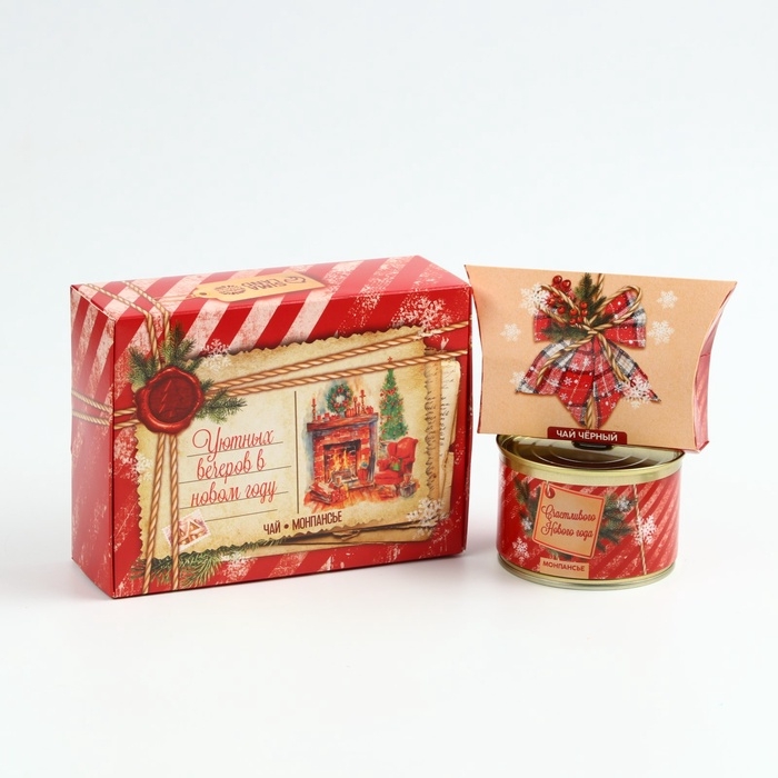 Подарочный набор новогодний &laquo;Уютных вечеров&raquo;: чай, монпансье