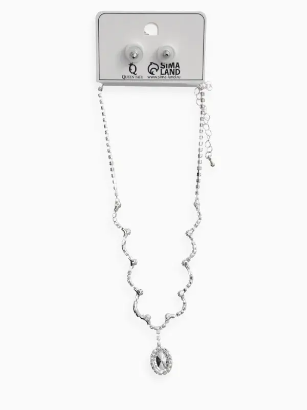 Набор 2 предмета: серьги, колье &laquo;Вечерний шик&raquo; капля ажурная, белый в серебре