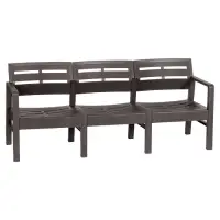 Диван садовый &laquo;Рейки&raquo;, пластик, 58&times;178&times;75 см, трёхместный, мокко