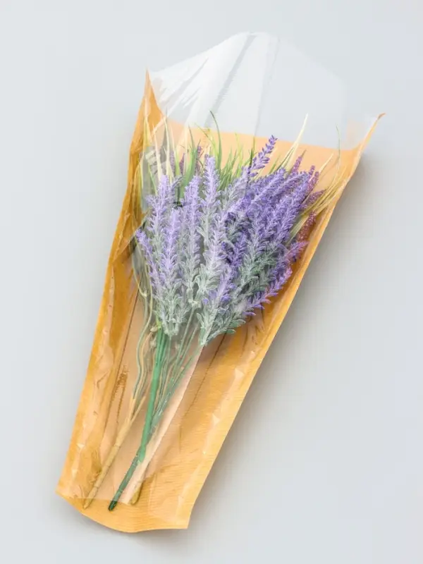 Конус для цветов, крафт с пленкой, 28&times;9&times;44cm, крафтовый