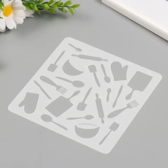 Трафарет пластик "Кухонная утварь" 15х15 см