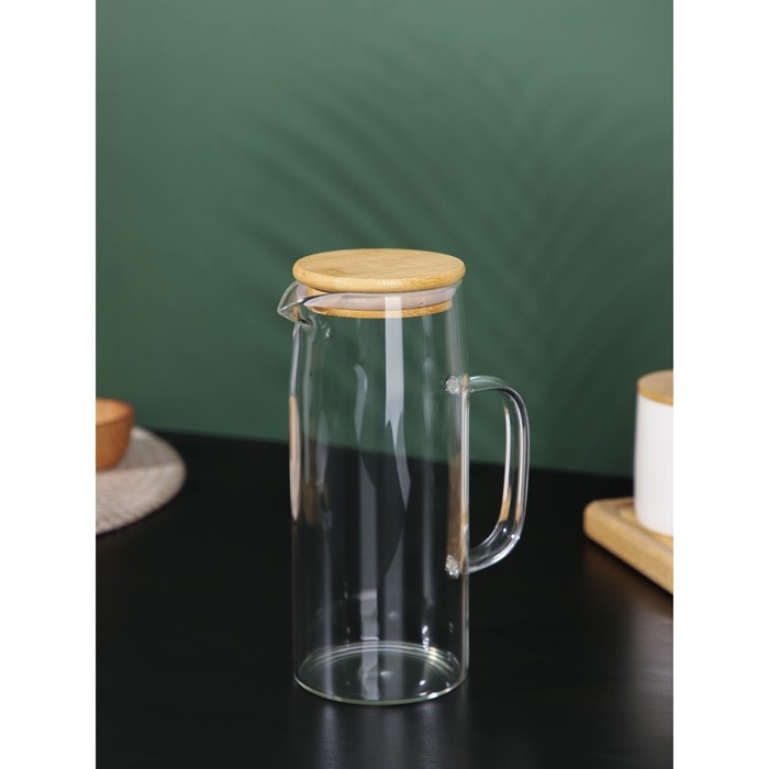 Кувшин стеклянный с бамбуковой крышкой &laquo;Эко&raquo;, 1 л