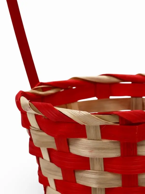 Корзина плетеная 13 х 13 х 9,5 см, ручка h=21 см, красно-белый