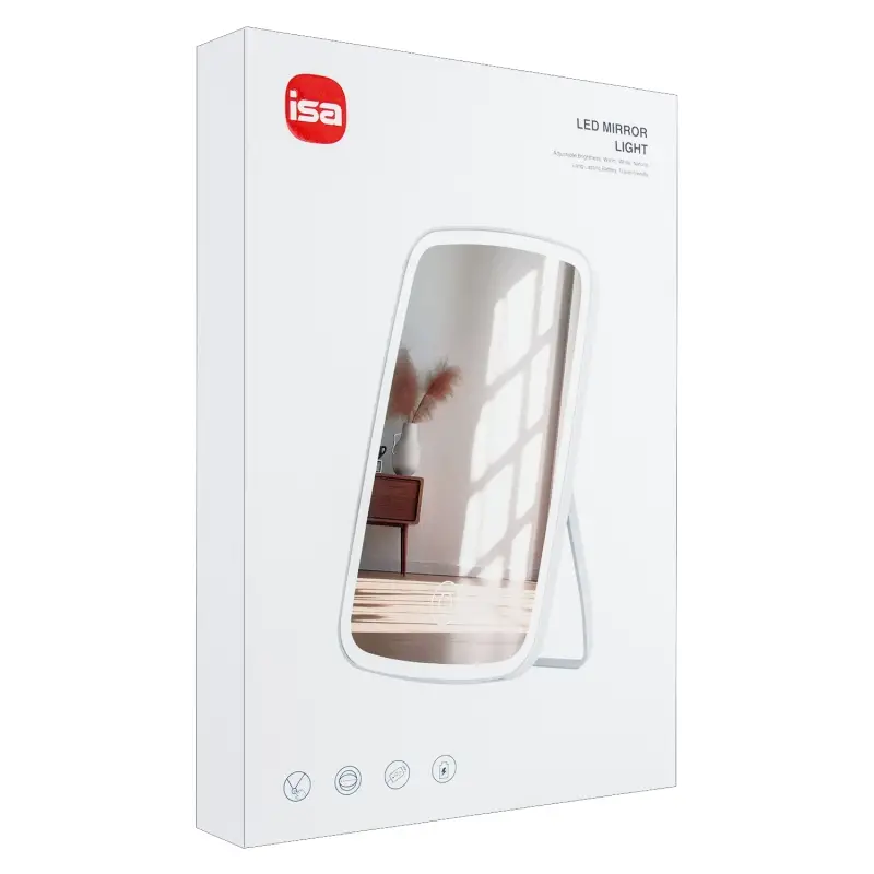 Настольное зеркало для макияжа с подсветкой ML-07 ISA белое (40 шт/кор)