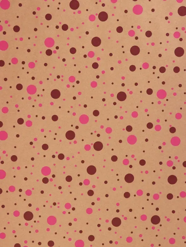 Крафт бумага &laquo;Конфетти&raquo; розовый/бордовый на коричневом фоне, 0.72&times;10&plusmn;5% м, 60 г