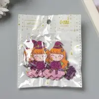 Декор для творчества войлок блеск "Ведьмочка на метле" 5х5,5 см