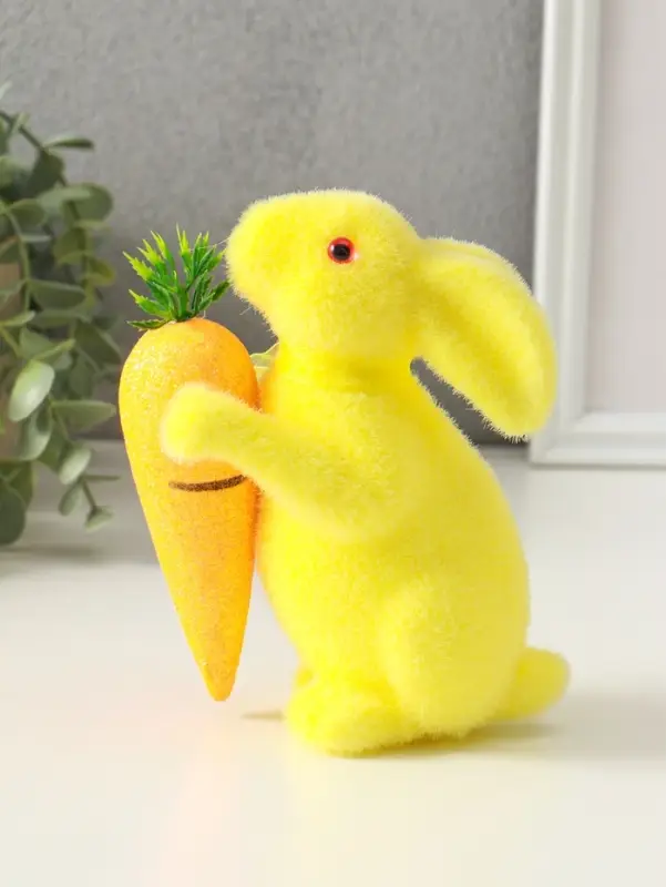 Сувенир пасхальный "Жёлтый заяц с морковкой" 6,5х12х15,5 см