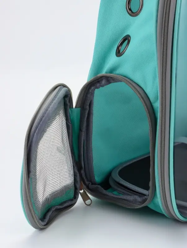 Рюкзак для переноски животных прозрачный, 31 х 28 х 42 см, бирюзовый