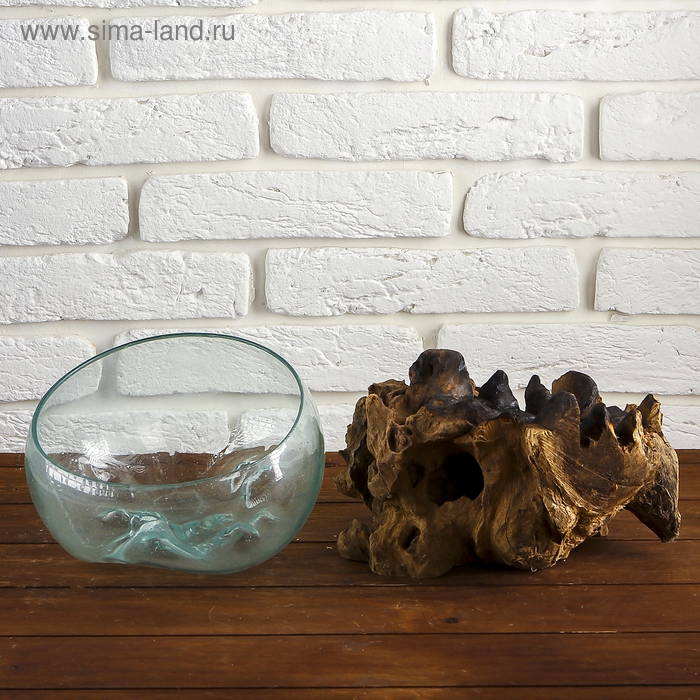 Вазон стекло на дереве "Забота" 20х25х25 см, МИКС