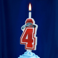 Свеча в торт &laquo;Хоккейная&raquo;, цифра 4, красная