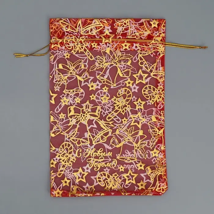 Мешочек подарочный органза &laquo;Новогодние игрушки&raquo;, 16 х 24 см +/- 1.5 см