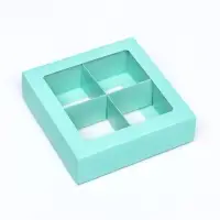 Коробка для 4 конфеты, мятный, 12.5&times;12.5&times;3.5 см