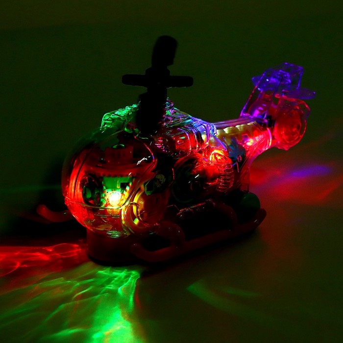 Вертолет &laquo;Шестерёнки&raquo;, свет и звук, работает от батареек