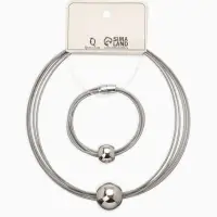 Набор 2 пред-та: колье, браслет "Бусина на нитях", цвет серебро