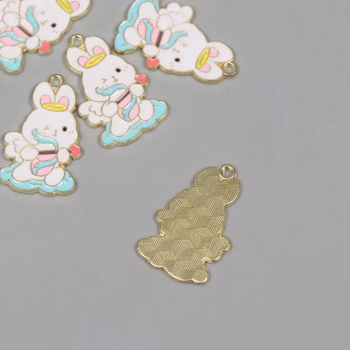 Декор для творчества металл, эмаль "Зайчик-купидон" 2,7х1,7 см