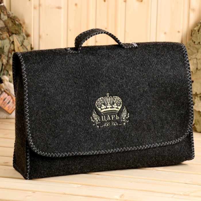 Набор банный "Царь" 5 предметов (портфель, шапка, варежка, коврик, тапки)