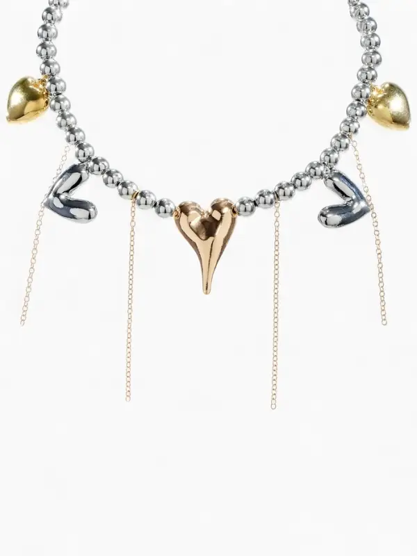 Набор 2 предмета: колье, серьги "Сердце" любовь, цветной