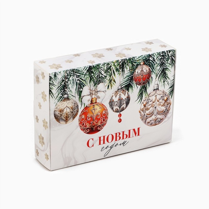 Коробка подарочная новогодняя складная &laquo;Роскошные шары&raquo;, 21 х 15 х 5 см, Новый год