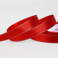 Лента атласная &laquo;Серебряные нити&raquo;, 15 мм &times; 23 &plusmn; 1 м, цвет красный №026