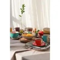 Чайная пара керамическая Доляна &laquo;Морской мир&raquo;, чашка 200 мл, блюдце d=14,5 см, цвет красный