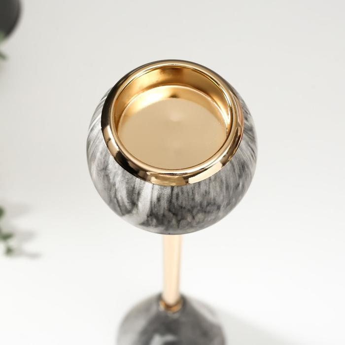 Подсвечник металл на 1 свечу "Серый мрамор" 45.5х8.5х8.5 см