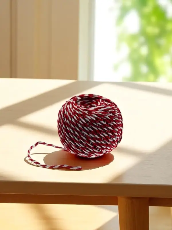 Шнур "Шпагат" длина 100м, d=2мм, хлопок, цвет красно-белый