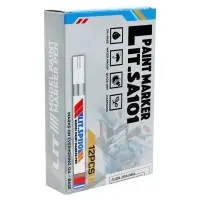 Маркер-краска, лаковый наконечник, пулевидный 4 мм, ширина линии 2.5 мм, синяя, цена за 1 штуку