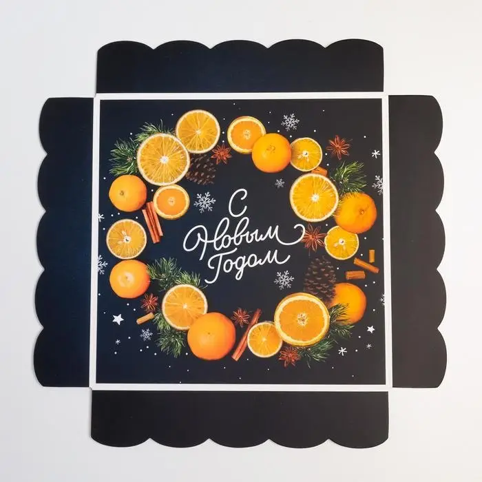 Коробка для кондитерских изделий с пластиковой крышкой &laquo;С Новым годом&raquo;, 15 х 15 х 3 см