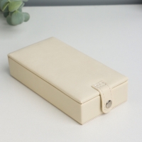 Шкатулка кожзам под часы 2 отделения и бижутерию "Ромбы белые" матовая 8,5х25х25 см