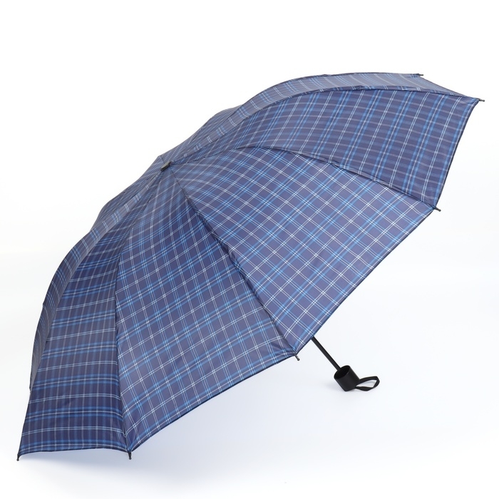 Зонт механический &laquo;Клетка&raquo;, 4 сложения, 10 спиц, R = 52/60 см, D = 120 см, цвет МИКС