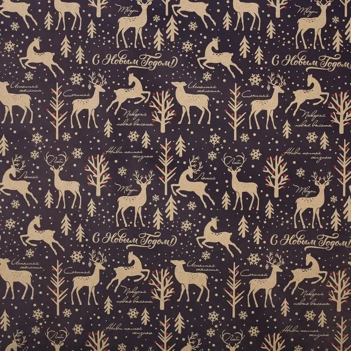 Бумага упаковочная крафтовая &laquo;Зимняя сказка&raquo;, 50 х 70 см