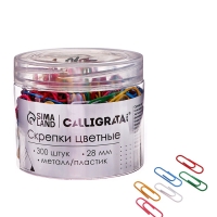 Скрепки 28мм цветные в пластиковой тубе 300 штук