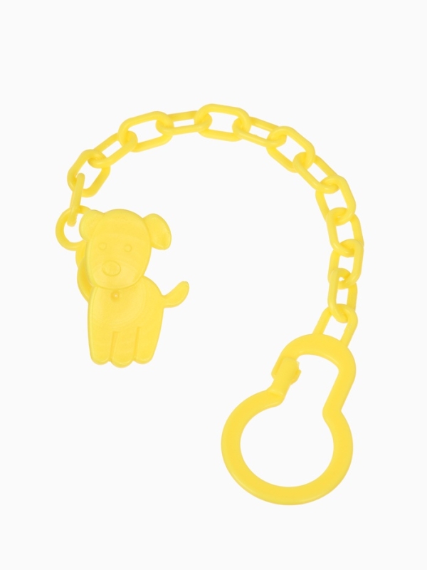 Пустышка классическая, с держателем, +0мес., цвет зеленый/желтый