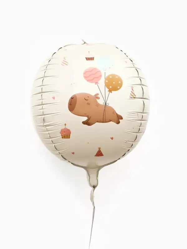 Воздушный шар фольгированный 25"  сфера &laquo;Милые капибары"