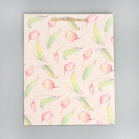 Пакет подарочный, упаковка, &laquo;Тюльпаны&raquo; 32 х 26 х 12 см