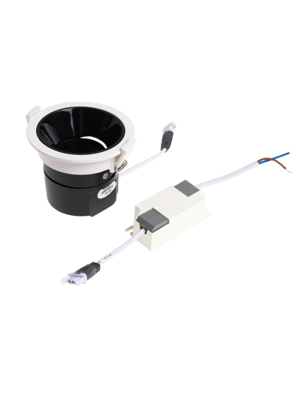 Светильник светодиодный встраиваемый, поворотный, 6Вт, 6500К, с драйвером, D75, черно-белый   107130