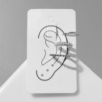 Серьги &laquo;Каффы&raquo; манжеты, набор 3 шт, цвет белый в серебре