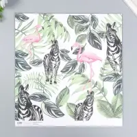 Бумага для скрапбукинга двусторонняя "Попугаи, фламинго и зебры" плотность 180 гр 30,5х32 см