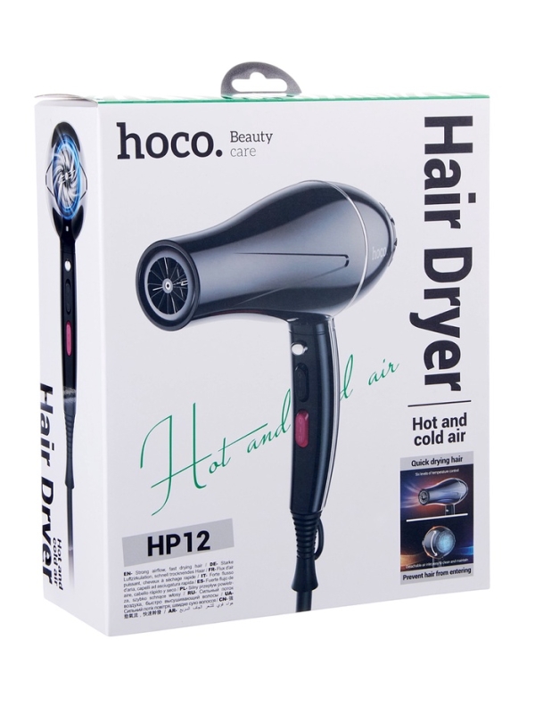 Фен для волос Hoco HP12, 6 режимов, 2 насадки, черный Фен для волос Hoco HP12, 6 режимов, 2 насадки, черный
