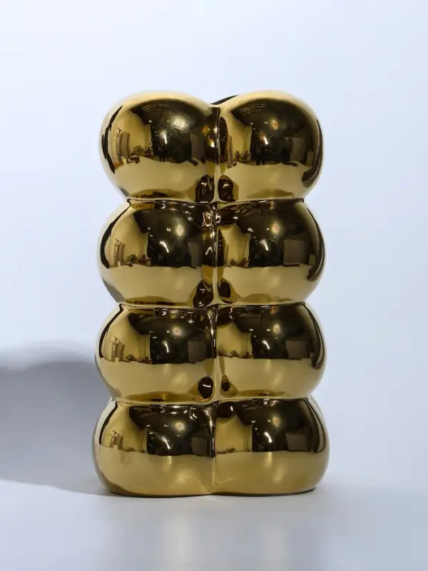 Ваза керамика настольная "Дайзи" шарики, h=20х11, d=7 см, золото