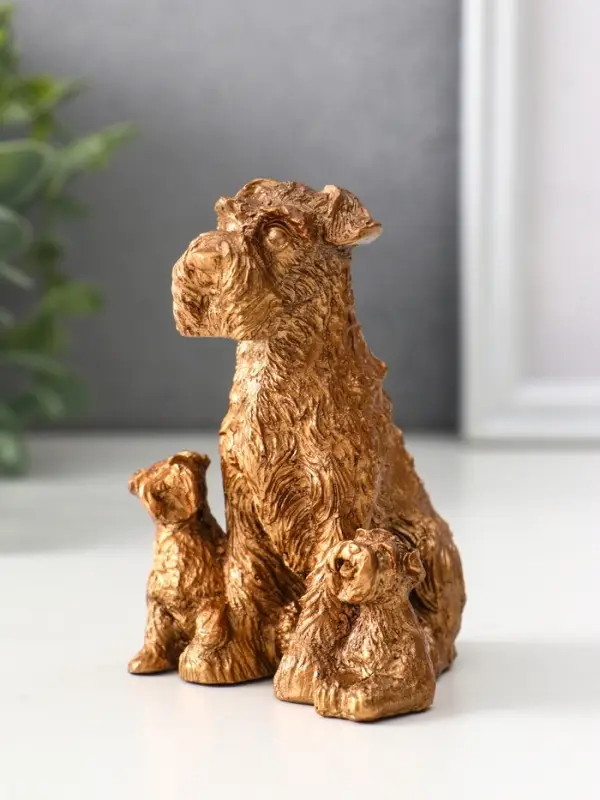 Фигура &laquo;Терьер с щенками&raquo;, 10&times;7&times;7.5 см, бронза