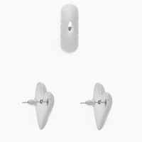 Набор серьги и каффы 3 шт. «Сердечко» бублик, цвет серебро Набор серьги и каффы 3 шт. «Сердечко» бублик, цвет серебро