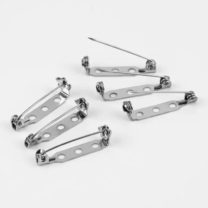 Основа для броши, 3 отверстия, 27 мм, 10 шт., цвет серебряный