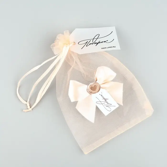 Мешочек подарочный из фатина с термонаклейкой &laquo;Бант&raquo;, 11 х 16 см +/- 1.5 см