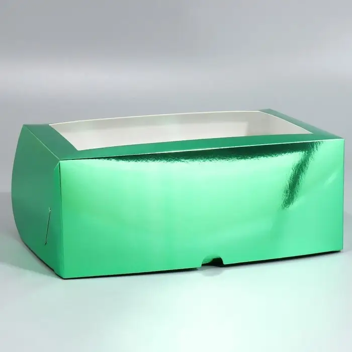 Коробка для капкейков, кондитерская упаковка с окном, 6 ячеек &laquo;Светло-зеленая&raquo;, 25 х 17 х 10 см