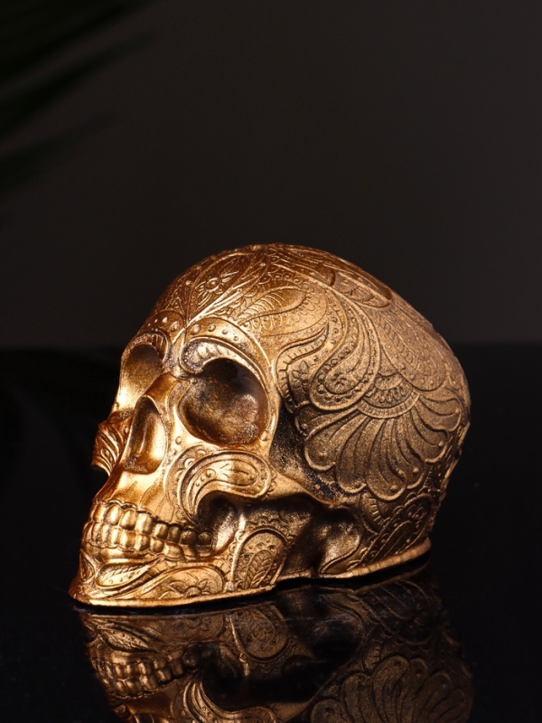 Фигура "Череп с орнаментом" 6х5х5 см, бронза