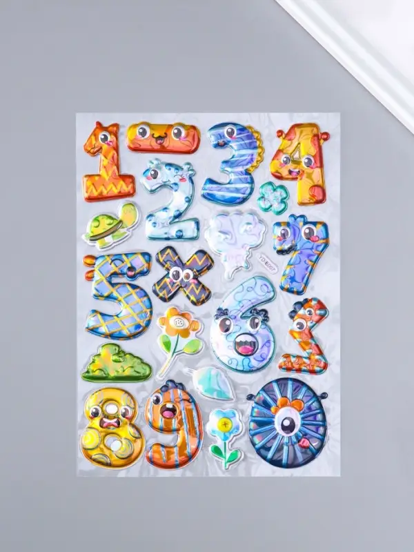 Наклейка пластик голография с металлическим отливом "Цифры" 9,5х27 см