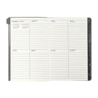 Еженедельник датир 2025г мягк обл иск кож А5 80л ESCALADA, бл тис, кр бл 70 г/м&sup2;, чёрный