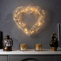 Светодиодная фигура «Сердце с бусинами» 40.5 × 39.5 см, металл, батарейки ААх2 (не в комплекте), свечение тёплое белое Светодиодная фигура «Сердце с бусинами» 40.5 × 39.5 см, металл, батарейки ААх2 (не в комплекте), свечение тёплое белое
